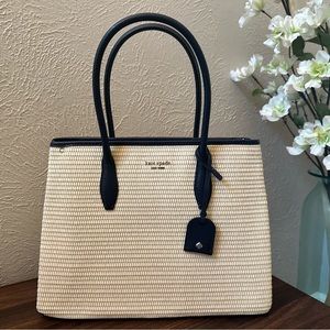 LIKE NEW Kate Spade Eva Straw Medium Top Zip Satchel